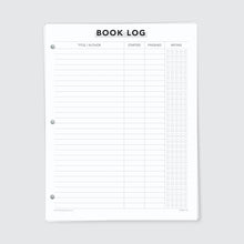 Load image into Gallery viewer, Planner Refill Paper, Book Log, Series Two