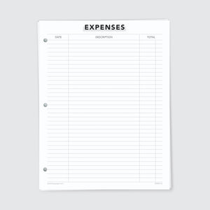 Planner Refill Paper, Expenses, Series Two