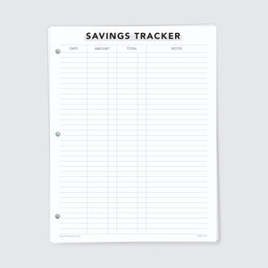 Planner Refill Paper, Savings Tracker, Series Two
