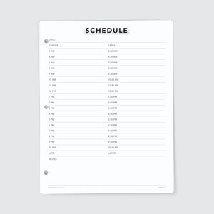 Planner Refill Paper, Schedule, Series Two