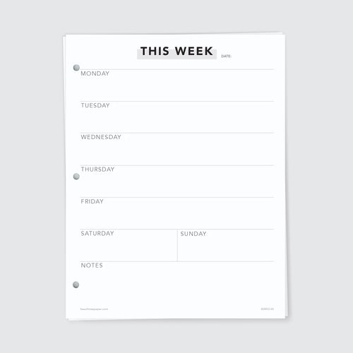 Planner Refill Paper, This Week, Series Two