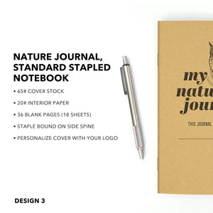 Nature Journal, Perched Owl, Standard Stapled Notebook, Add Your Logo