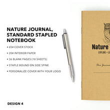 Load image into Gallery viewer, Nature Journal, Owl, Standard Stapled Notebook, Add Your Logo