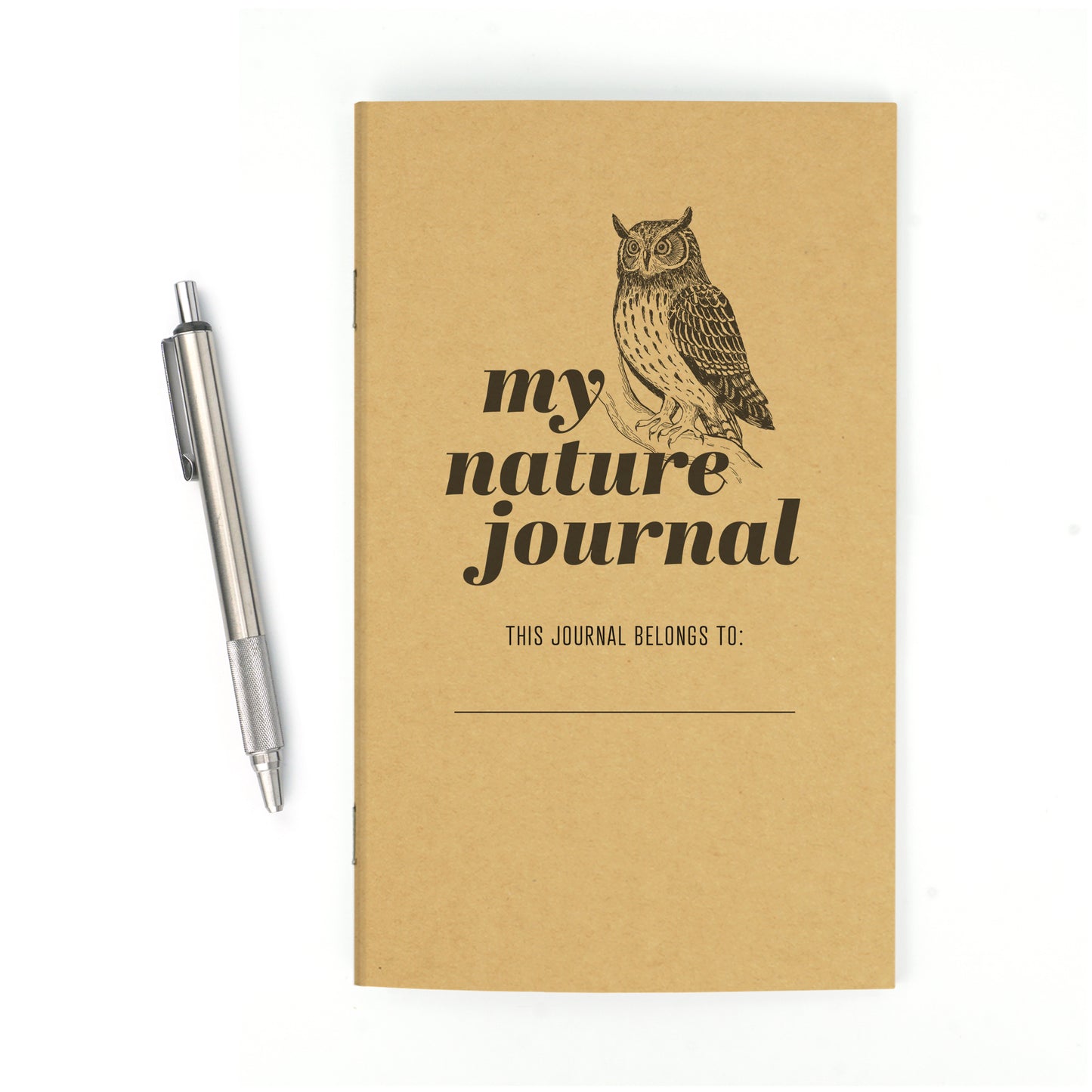 Nature Journal, Perched Owl, Standard Stapled Notebook, Add Your Logo