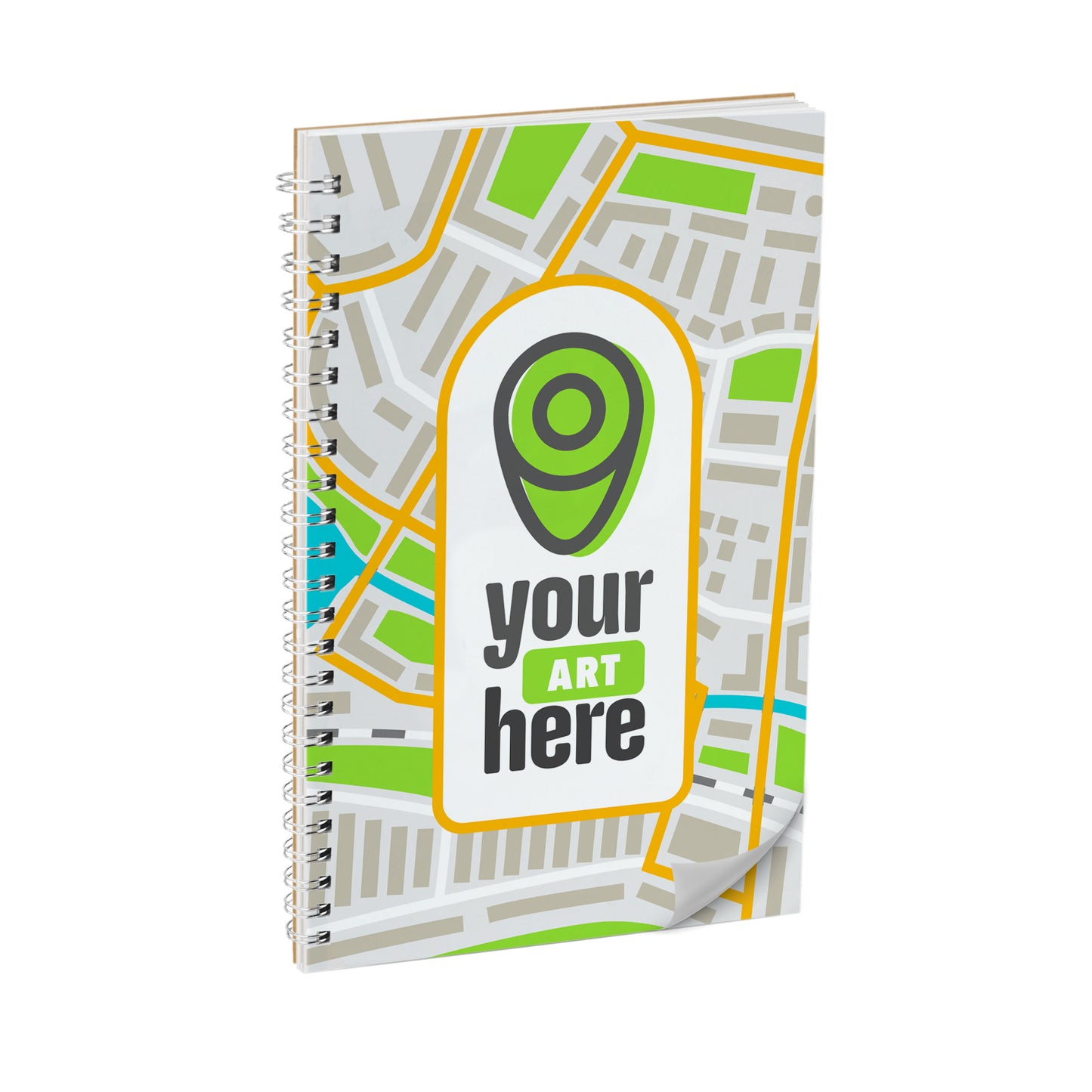 Standard Wire-Bound Color Laminated Custom Notebook, Full Bleed, Add Your Artwork or Logo