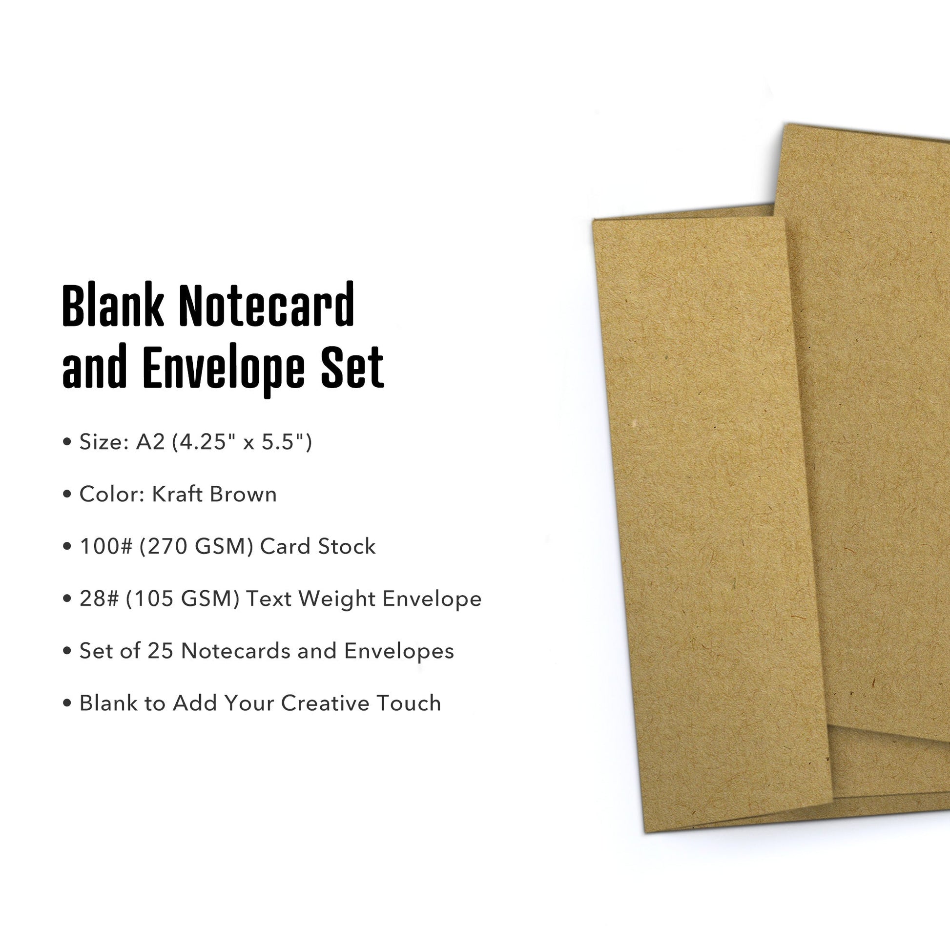 Folded Notecards with Envelopes, Size: A2 - Beech Tree Paper