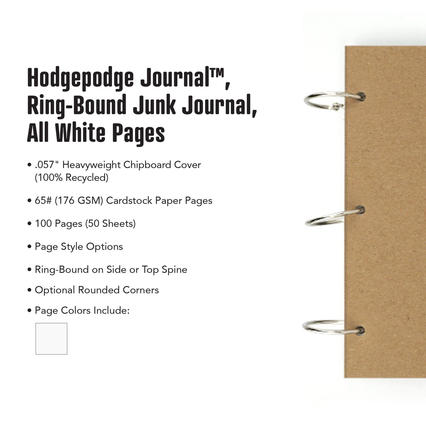 Hodgepodge Journal™, Ring - Bound Junk Journal, White Pages - Beech Tree Paper