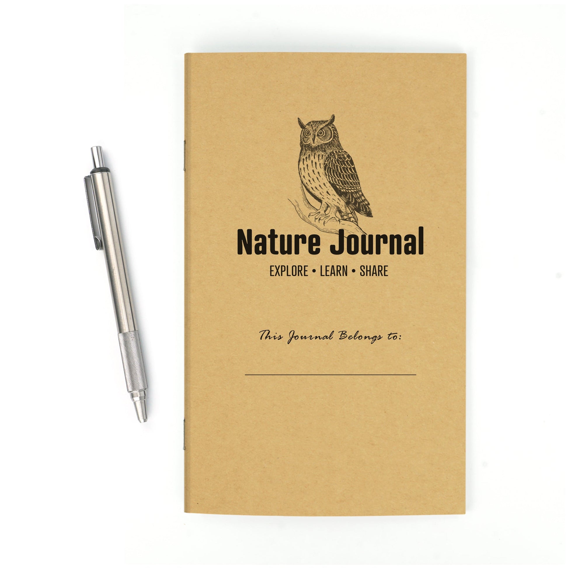 Nature Journal, Owl, Standard Stapled Notebook, Add Your Logo - Beech Tree Paper