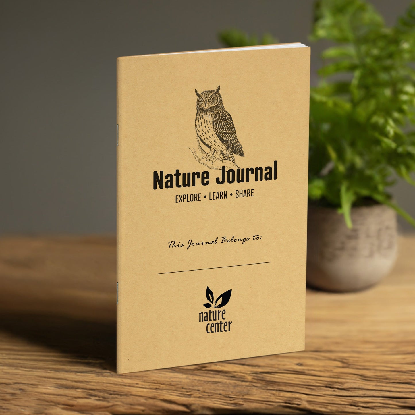 Nature Journal, Owl, Standard Stapled Notebook, Add Your Logo - Beech Tree Paper