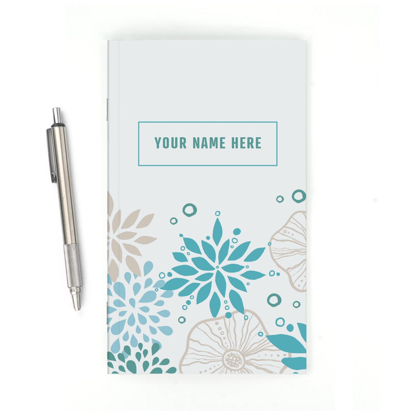 Personalized Notebook, Abstract Flowers, Add Your Name - Beech Tree Paper