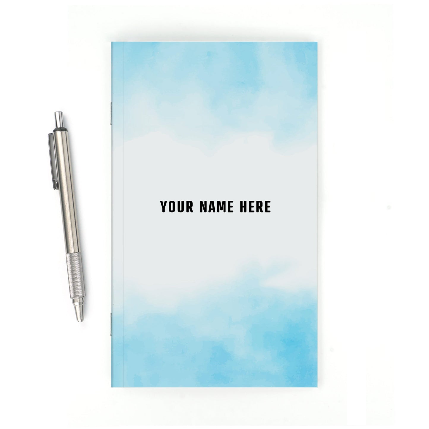 Personalized Notebook, Blue Watercolor, Add Your Name - Beech Tree Paper