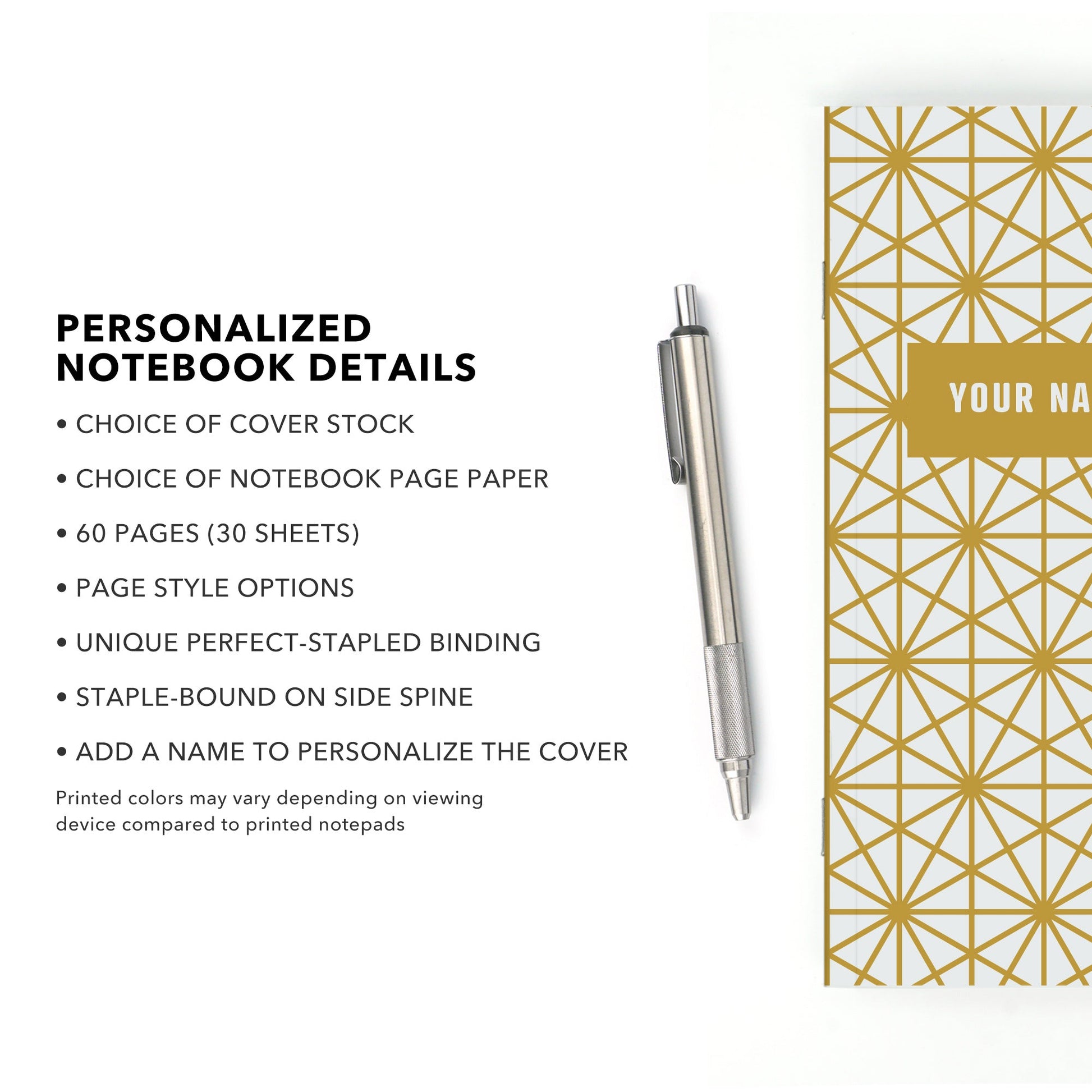 Personalized Notebook, Cube Star, Add Your Name - Beech Tree Paper