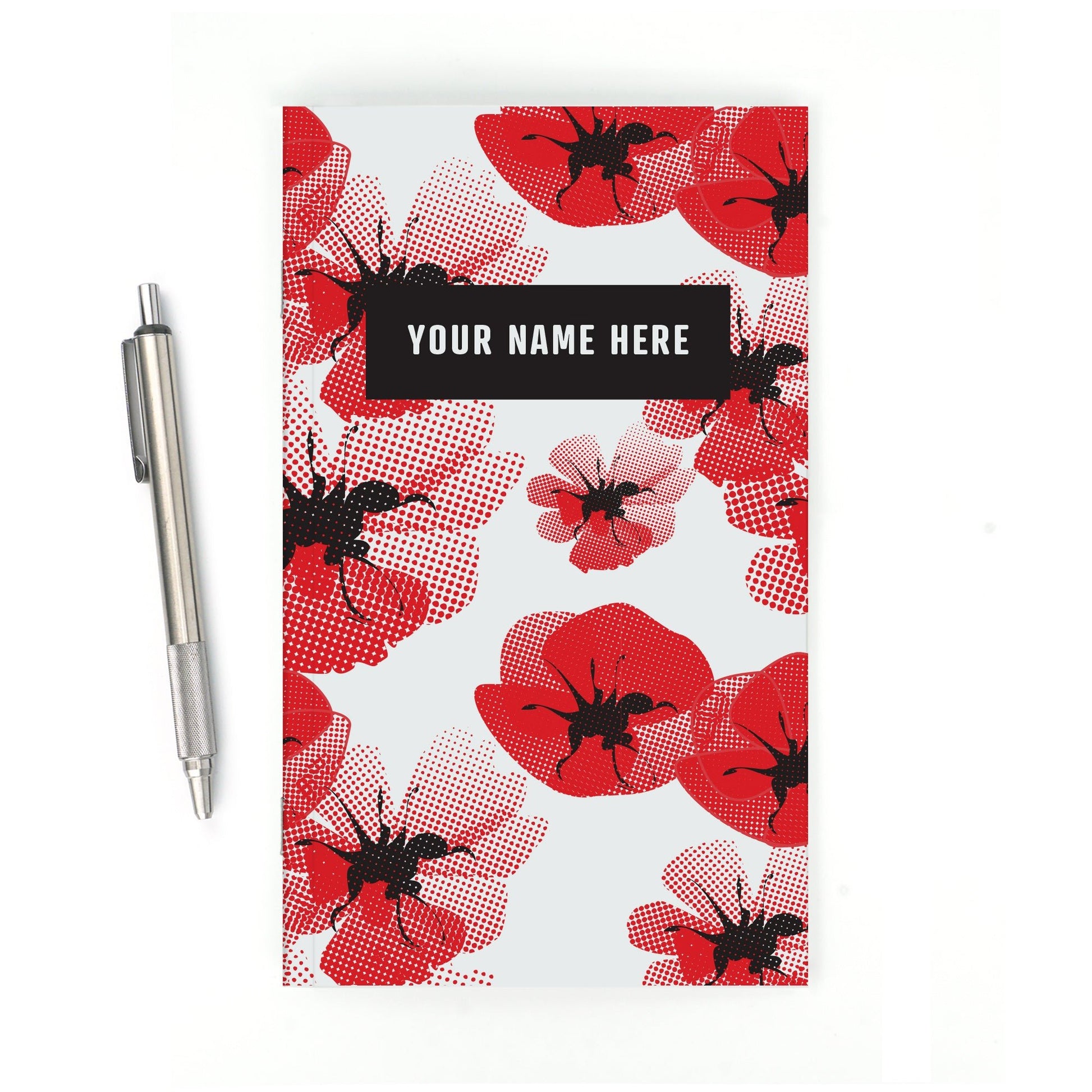 Personalized Notebook, Poppy Pattern, Add Your Name - Beech Tree Paper