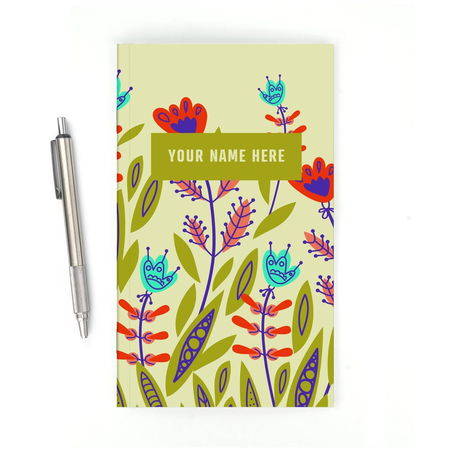 Personalized Notebook, Swedish Flower Garden, Add Your Name - Beech Tree Paper