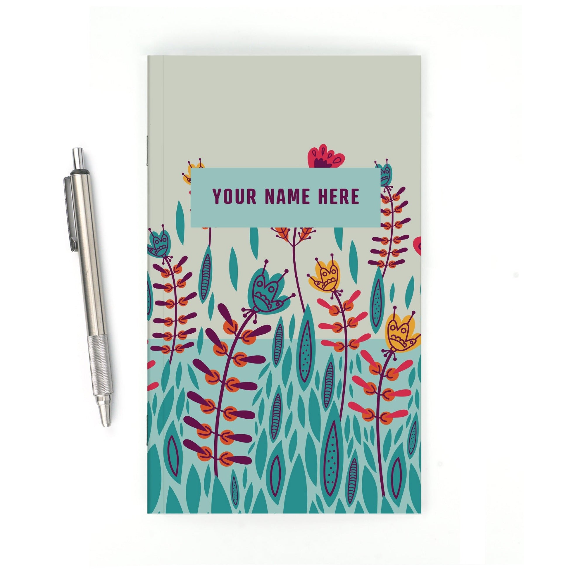 Personalized Notebook, Swedish Flower Garden, Add Your Name - Beech Tree Paper