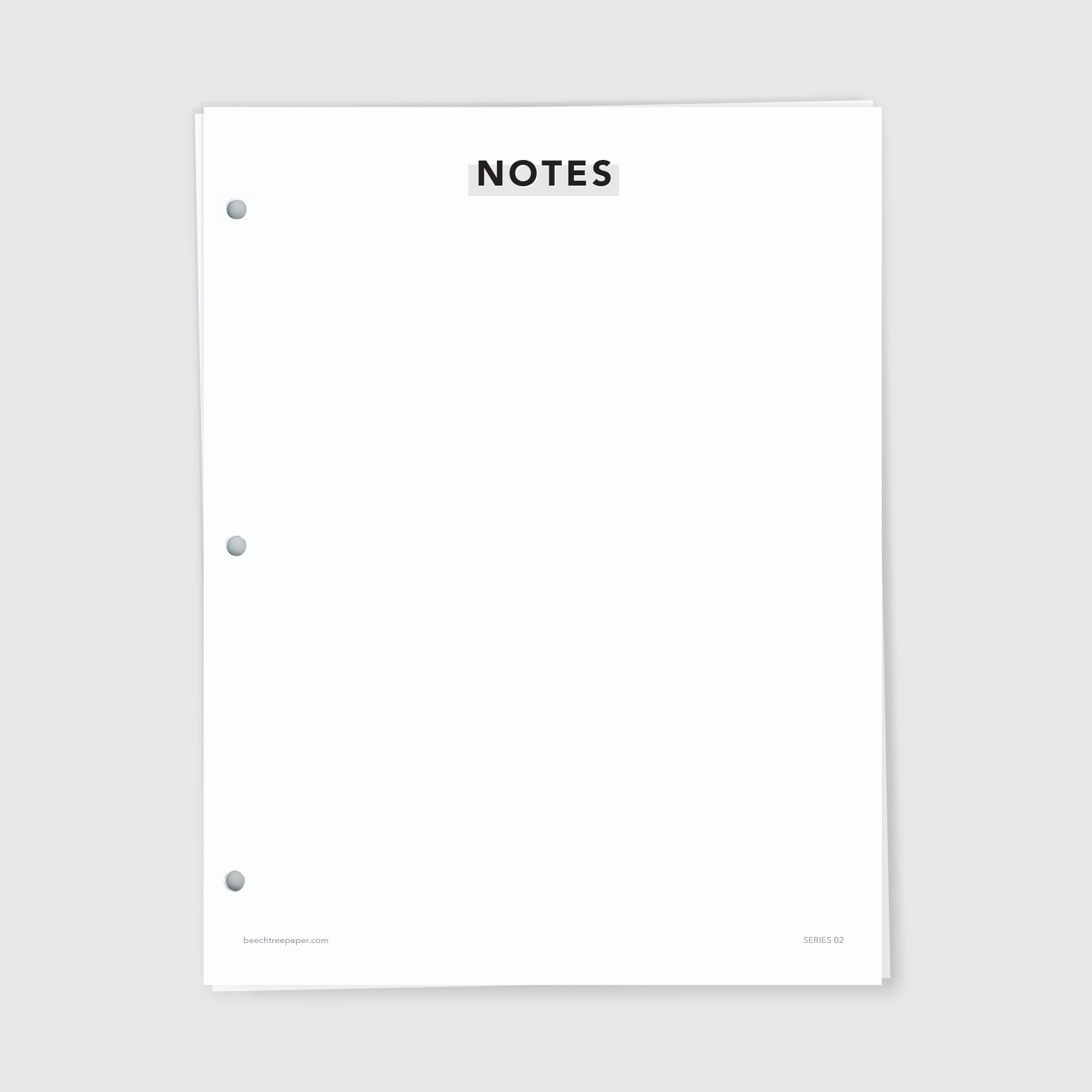 Refill Paper Notes Planner Refill Paper, Notes (Blank), Series Two – Beech Tree Paper