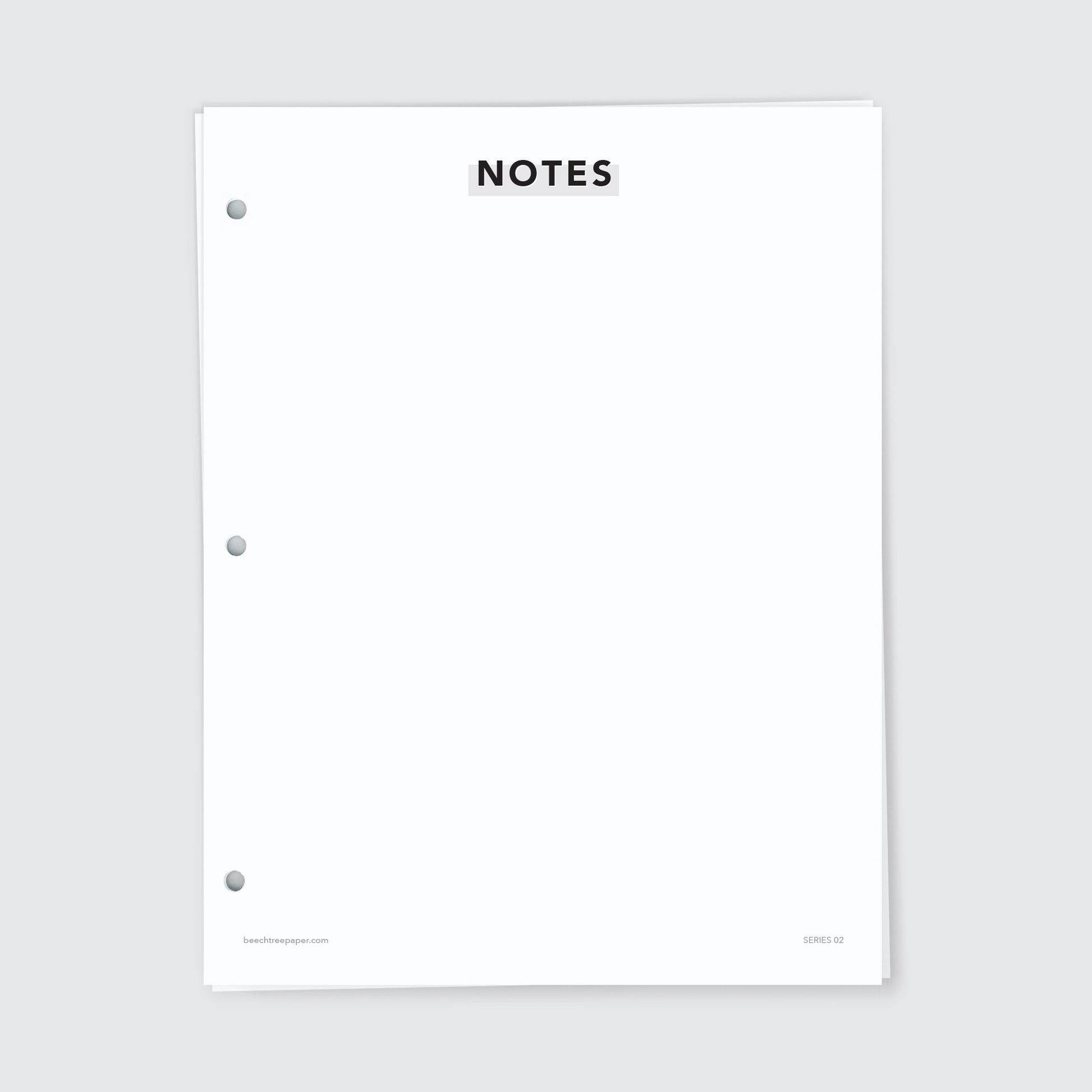 Planner Refill Paper, Notes (Blank), Series Two - Beech Tree Paper