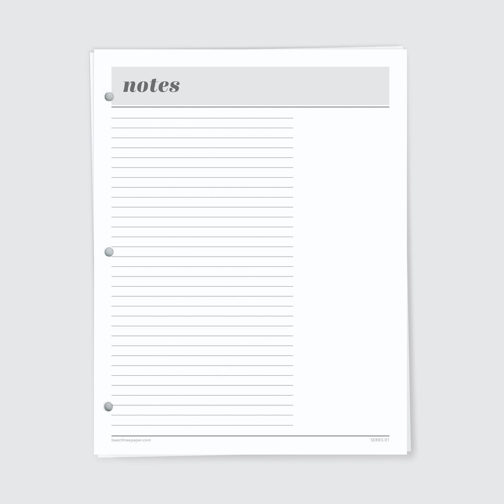 Planner Refill Paper, Notes (Hybrid), Series One – Beech Tree Paper