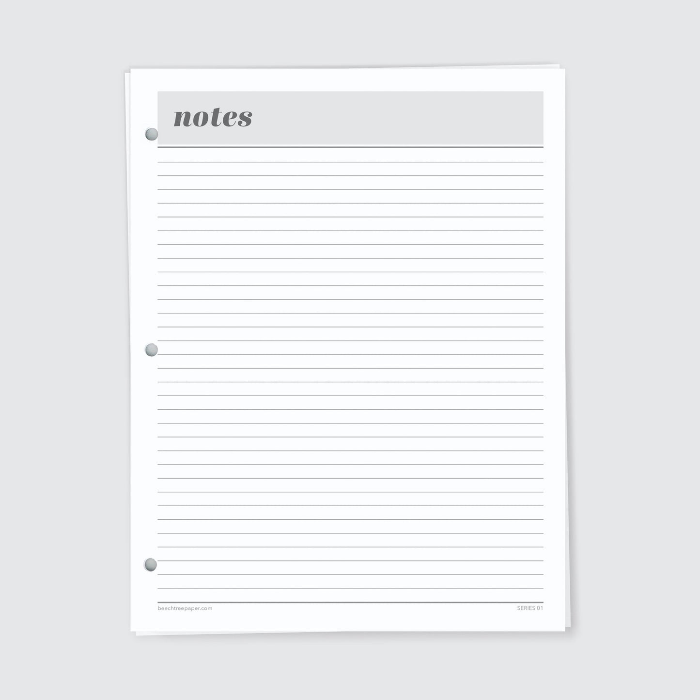 Planner Refill Paper, Notes (Lined), Series One - Beech Tree Paper