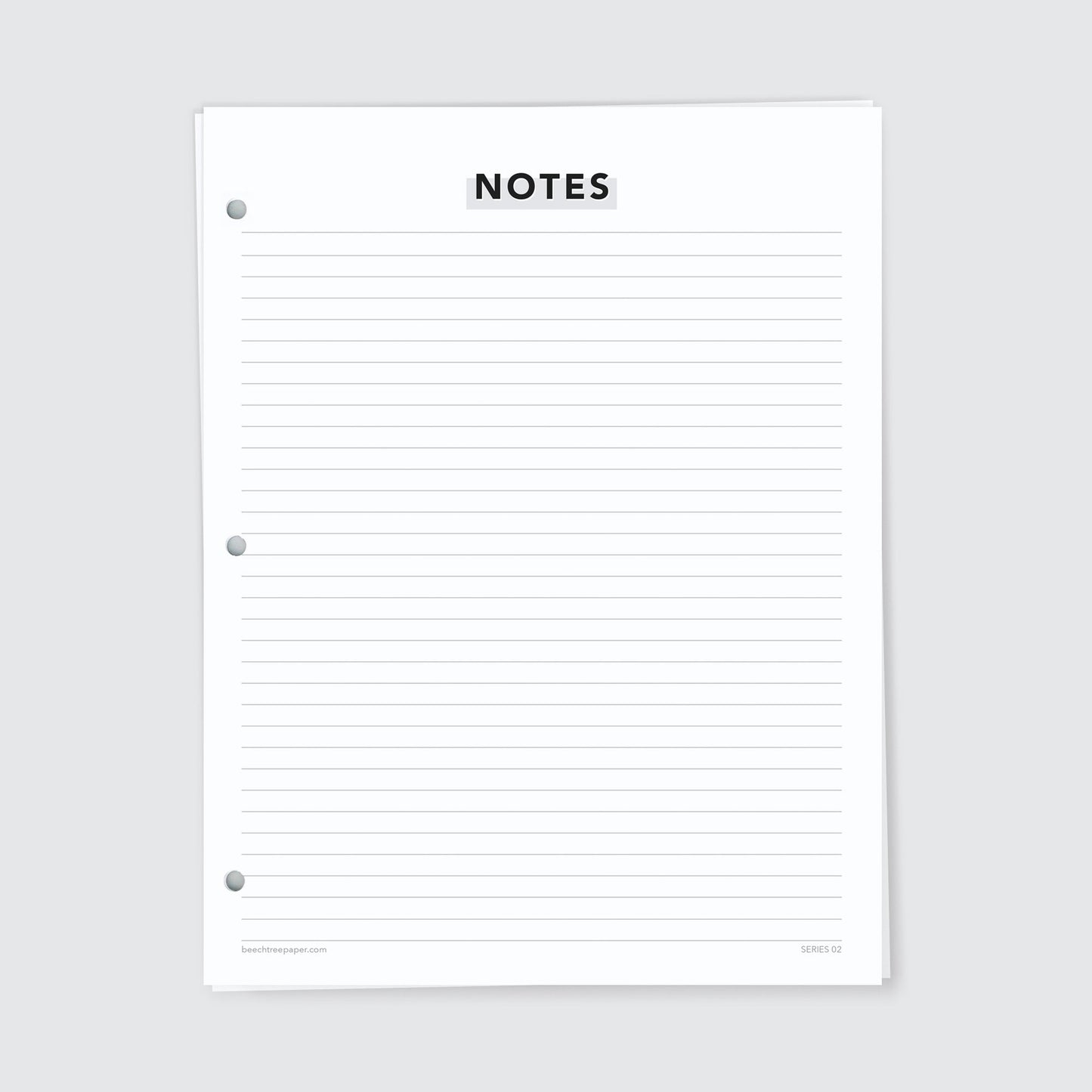 Planner Refill Paper, Notes (Lined), Series Two - Beech Tree Paper