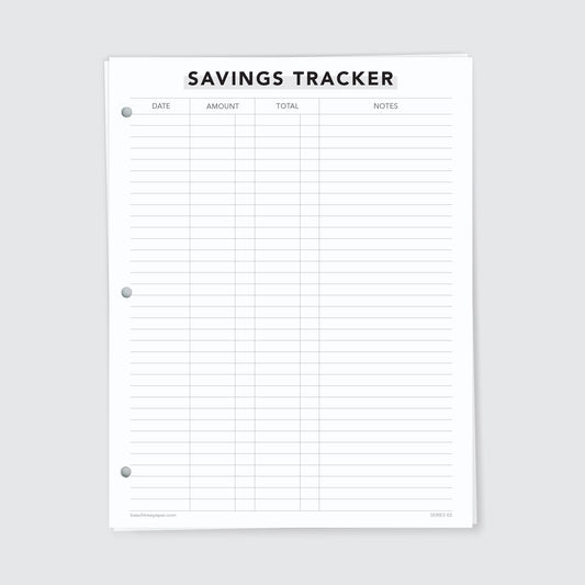 Planner Refill Paper, Savings Tracker, Series Two - Beech Tree Paper