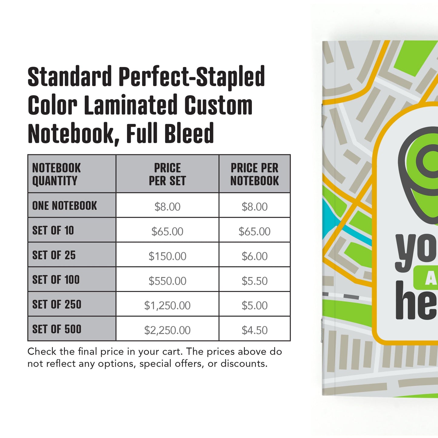 Standard Perfect - Stapled Color Laminated Custom Notebook, Add Your Artwork or Logo - Beech Tree Paper