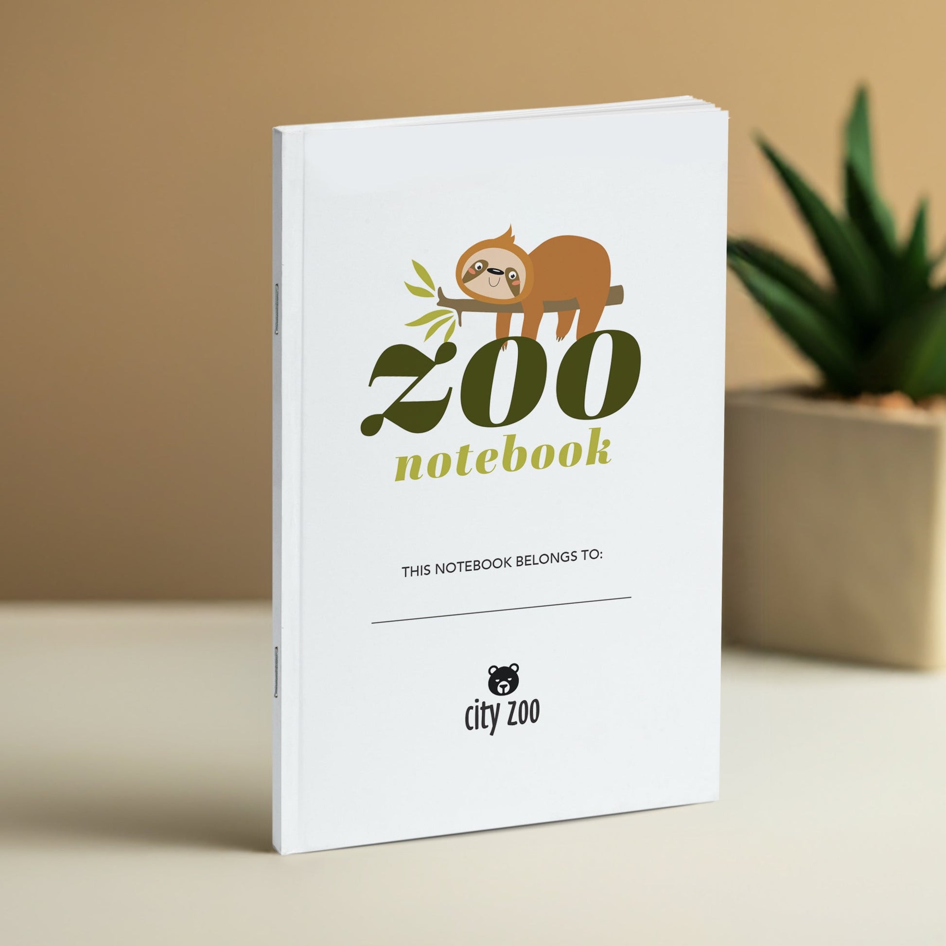 Zoo Notebook, Sloth, Discovery Log Notebook, Add Your Logo - Beech Tree Paper